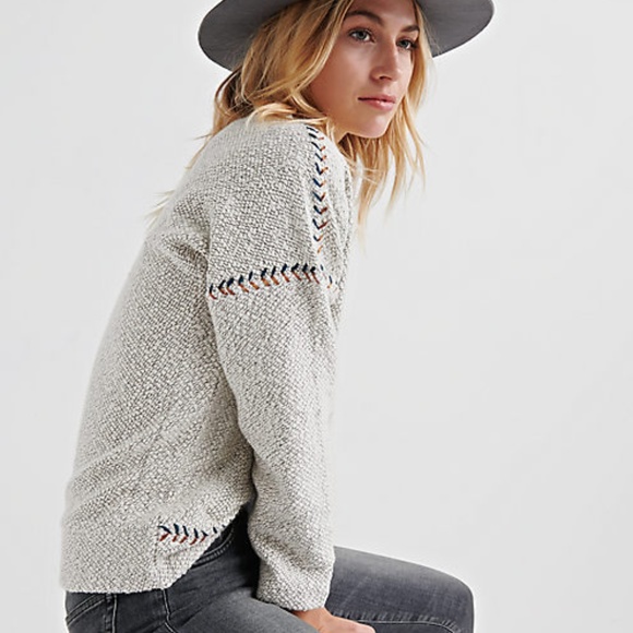 Lucky Brand Sweaters - Lucky Brand embroidered stitch pullover sweater